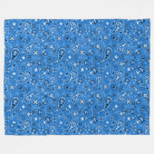 Retro Blue Paisley Bandana Pattern Fleece Deken (Voorkant (Horizontaal))