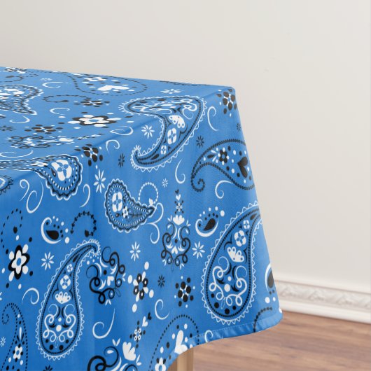 Retro Blue Paisley Bandana Pattern Tafelkleed (Voorbeeld)