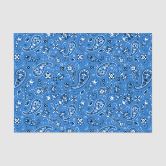 Retro Blue Paisley Bandana Pattern Tissuepapier (Voorkant)