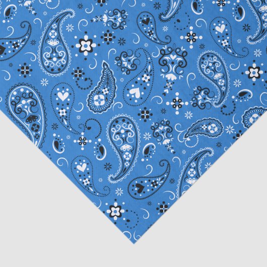Retro Blue Paisley Bandana Pattern Tissuepapier (Detail)