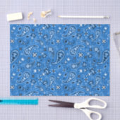 Retro Blue Paisley Bandana Pattern Tissuepapier (Craft)