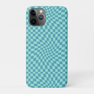 Retro Blue Pastel Warped Checkerboard Case-Mate iPhone Case