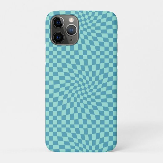 Retro Blue Pastel Warped Checkerboard Case-Mate iPhone Case (Achterkant)