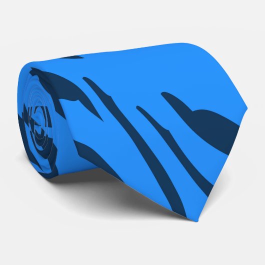 Retro Blue Pattern Zebra Abstracte Art Stropdas (Opgerold)