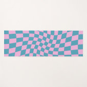 Retro Blue Pink Afgevuurde Checkerboard gecontrole Yogamat (Voorkant (horizontaal))