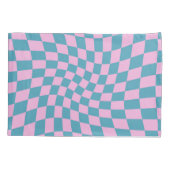 Retro Blue Pink Checkered Checkered Dorm Room Kussensloop (Achterkant)