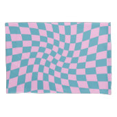 Retro Blue Pink Checkered Checkered Dorm Room Kussensloop (Voorkant)