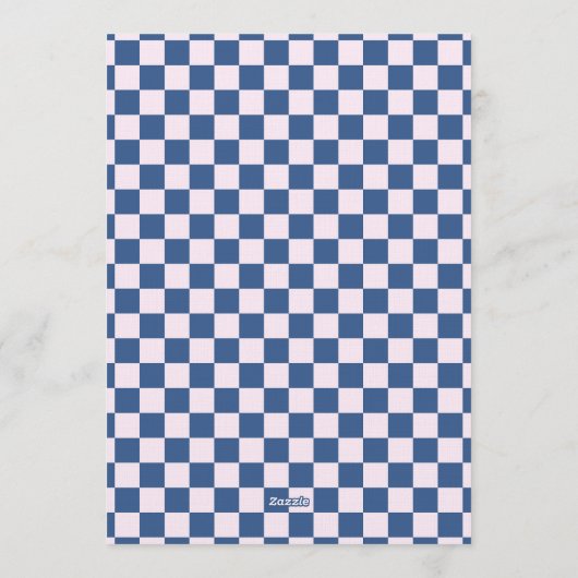 Retro Blue & Pink Checkered Santa Claus Christmas Kaart (Achterkant)