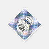 Retro Blue Pink Checkered Santa Claus Christmas Servet (Hoek)