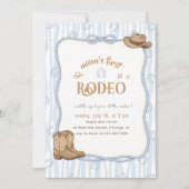 Retro Blue Plaid Cowboy First Rodeo 1st Birthday Kaart (Voorkant)