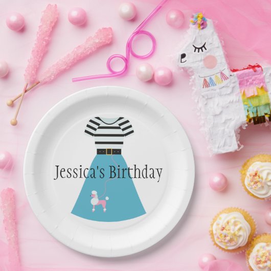 Retro Blue Podle Papieren Bordje (Feest)