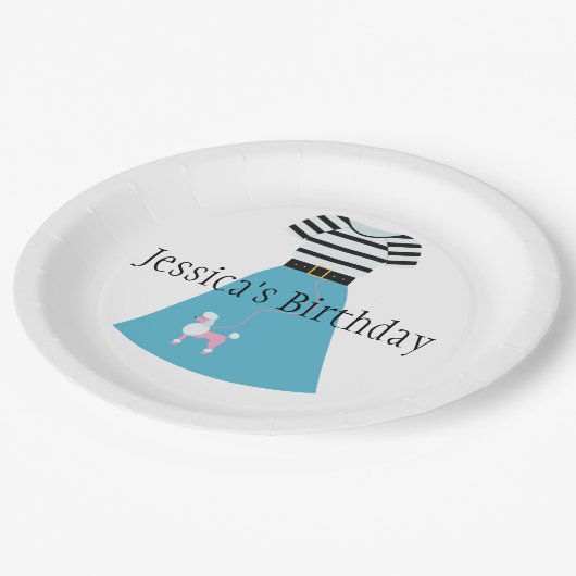 Retro Blue Podle Papieren Bordje (Gekanteld)