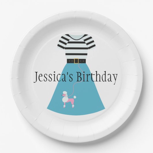 Retro Blue Podle Papieren Bordje (Voorkant)