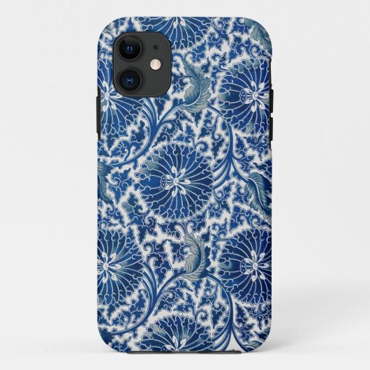 Retro Blue Poppy Ming Dynasty China Case-Mate iPhone Case (Achterkant)