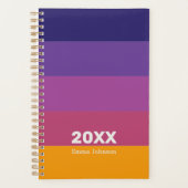 Retro Blue Purple Plum Orange Stripe 2026 Name Planner (Voorkant)