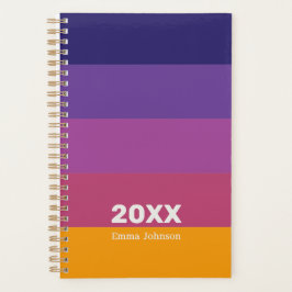 Retro Blue Purple Plum Orange Stripe 2026 Name Planner