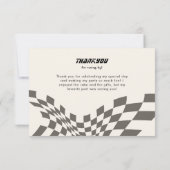 Retro Blue Race Auto Boy Verjaardagsfeest Bedankkaart (Achterkant)