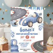 Retro Blue Racing verjaardag eerste ronde Kaart