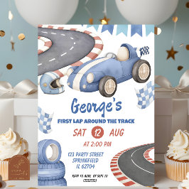 Retro Blue Racing verjaardag eerste ronde Kaart