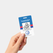 Retro Blue Red Shade Columns Fotopersonele verplee Badge (Handheld)