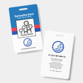 Retro Blue Red Shade Columns Fotopersonele verplee Badge (Voor- en achterkant)