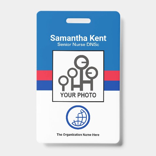 Retro Blue Red Shade Columns Fotopersonele verplee Badge (Voorzijde)