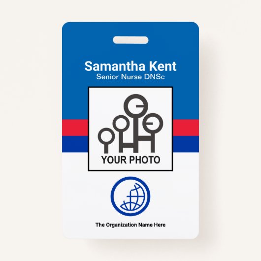 Retro Blue Red Shade Columns Fotopersonele verplee Badge (Voorkant)