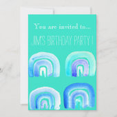 Retro blue regenboogfeest kaart (Voorkant)