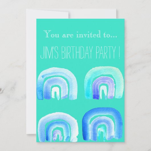 Retro blue regenboogfeest kaart (Voorkant)