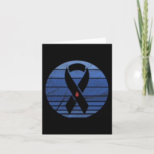 Retro Blue Ribbon  Diabetes Awareness Kaart (Voorkant)