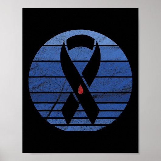 Retro Blue Ribbon Diabetes Awareness Poster (Voorkant)
