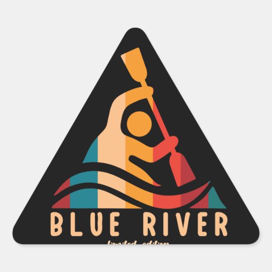Retro Blue River Kayaking Sticker (Voorkant)