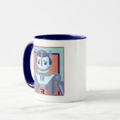 Retro Blue Robot Kinder Mok (Voorkant links)