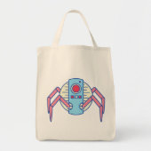 Retro Blue Robot Spider Walker Illustratie Tote Bag (Voorkant)