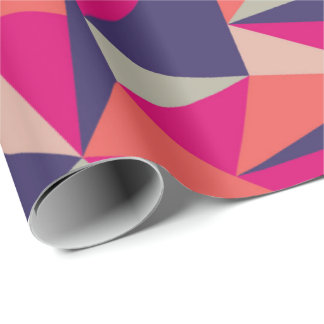 Retro Blue Roze driehoek Geometrische cadeaupapier