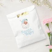Retro Blue Santa Baby kerst baby shower Bedankzakje (Gezegeld)