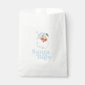 Retro Blue Santa Baby kerst baby shower Bedankzakje (Voorkant)