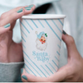 Retro Blue Santa Baby kerst baby shower Papieren Bekers