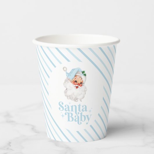 Retro Blue Santa Baby kerst baby shower Papieren Bekers (Voorkant)