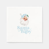 Retro Blue Santa Baby kerst baby shower Servet (Voorkant)