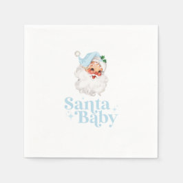 Retro Blue Santa Baby kerst baby shower Servet