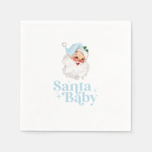 Retro Blue Santa Baby kerst baby shower Servet