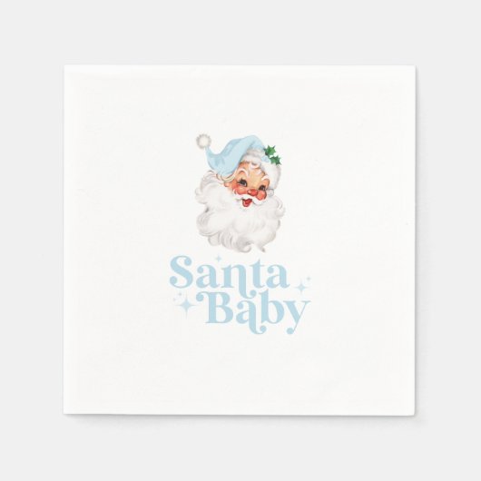 Retro Blue Santa Baby kerst baby shower Servet (Voorkant)