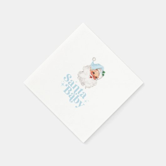 Retro Blue Santa Baby kerst baby shower Servet (Hoek)