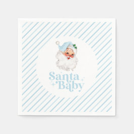 Retro Blue Santa Baby kerst baby shower Servet