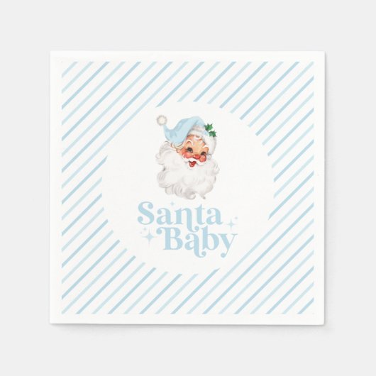 Retro Blue Santa Baby kerst baby shower Servet (Voorkant)