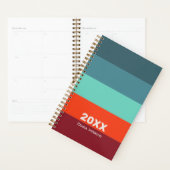 Retro Blue Scarlet Burgundy Stripe 2026 Name Planner (Display)