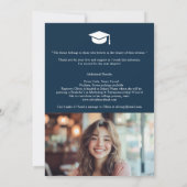 Retro Blue Script Sterren 3-foto Graduation Party Kaart (Achterkant)