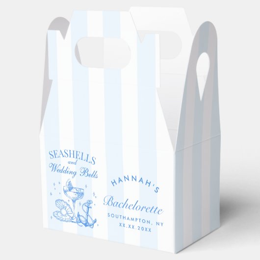 Retro Blue Seashells & Wedding Bells Bachelorette Bedankdoosjes (Geopend)