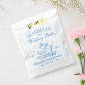 Retro Blue Seashells & Wedding Bells Bachelorette Bedankzakje (Gezegeld)